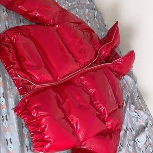 PLT red puffer jacket